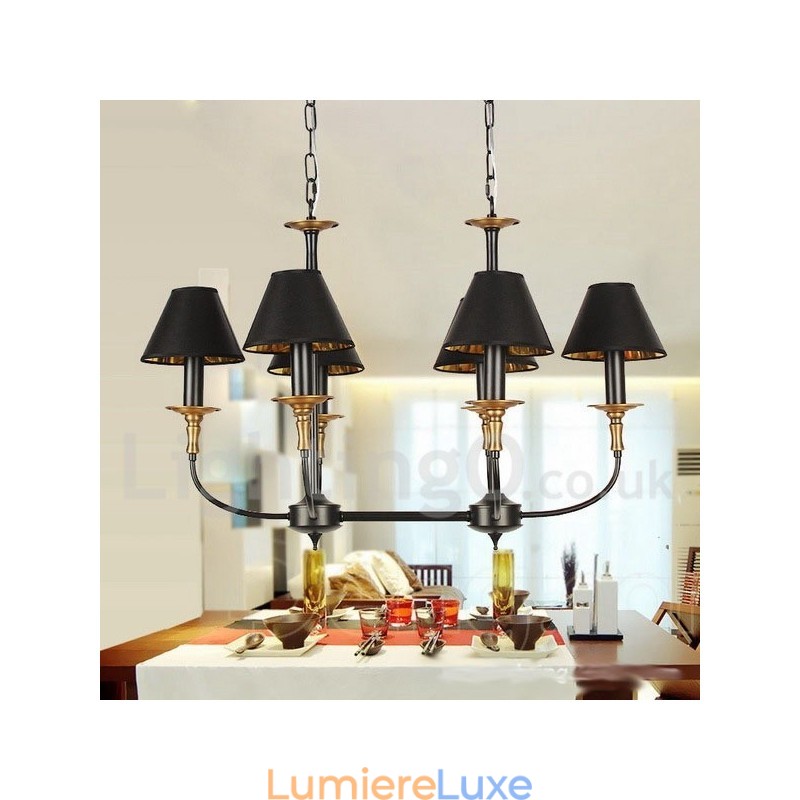 Lustre rétro contemporain à 6 lumières de style bougie