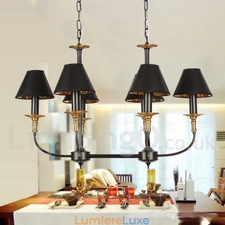 Lustre rétro contemporain à 6 lumières de style bougie