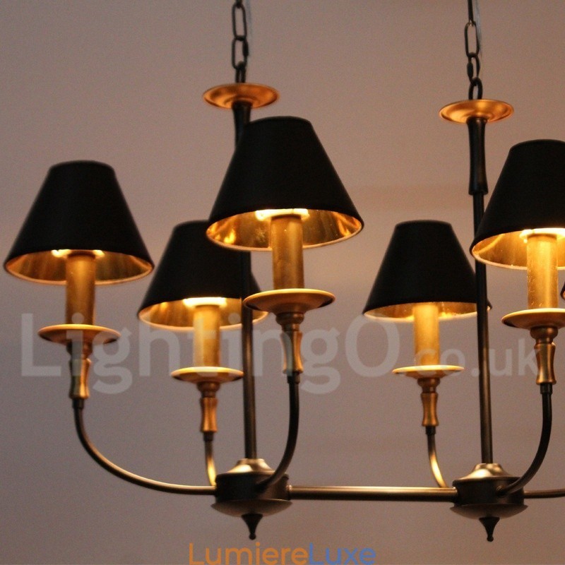 Lustre rétro contemporain à 6 lumières de style bougie