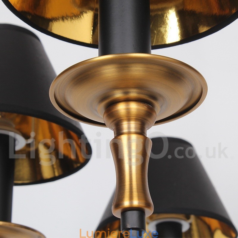Lustre rétro contemporain à 6 lumières de style bougie