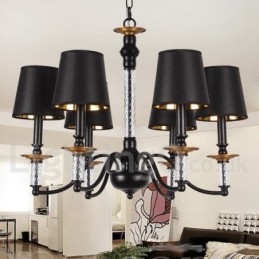 Lustre rétro noir à 6 lumières de style bougie