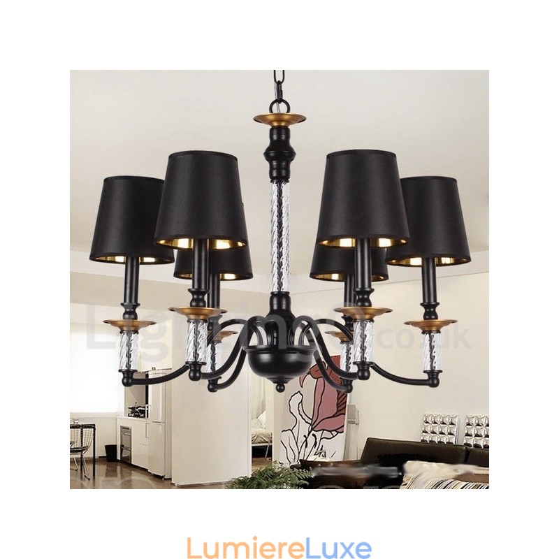 Lustre rétro noir à 6 lumières de style bougie