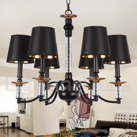 Lustre rétro noir à 6 lumières de style bougie Lustre rétro noir à 6 lumières de style bougie