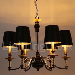 Lustre rétro noir à 6 lumières de style bougie