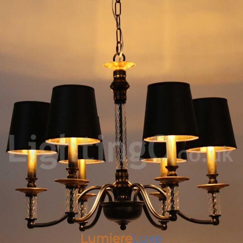 Lustre rétro noir à 6 lumières de style bougie
