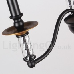 Lustre rétro noir à 6 lumières de style bougie