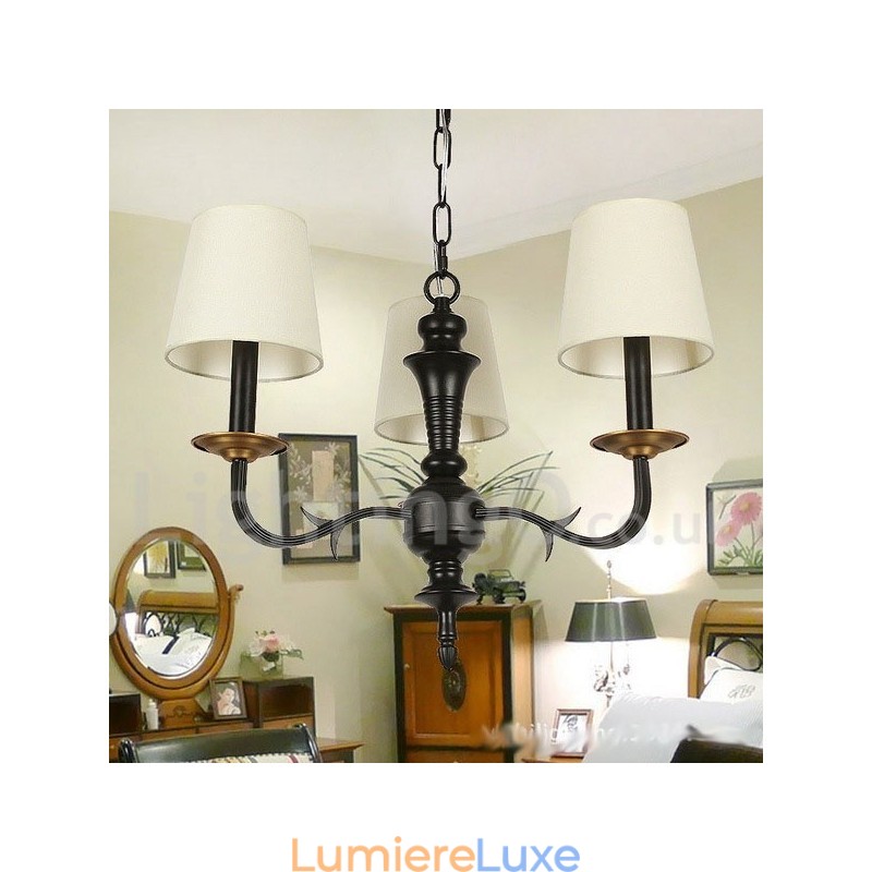Lustre contemporain à 3 lumières de style bougie rétro
