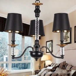 Lustre rétro noir à 3 lumières de style bougie