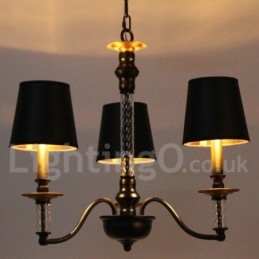Lustre rétro noir à 3 lumières de style bougie