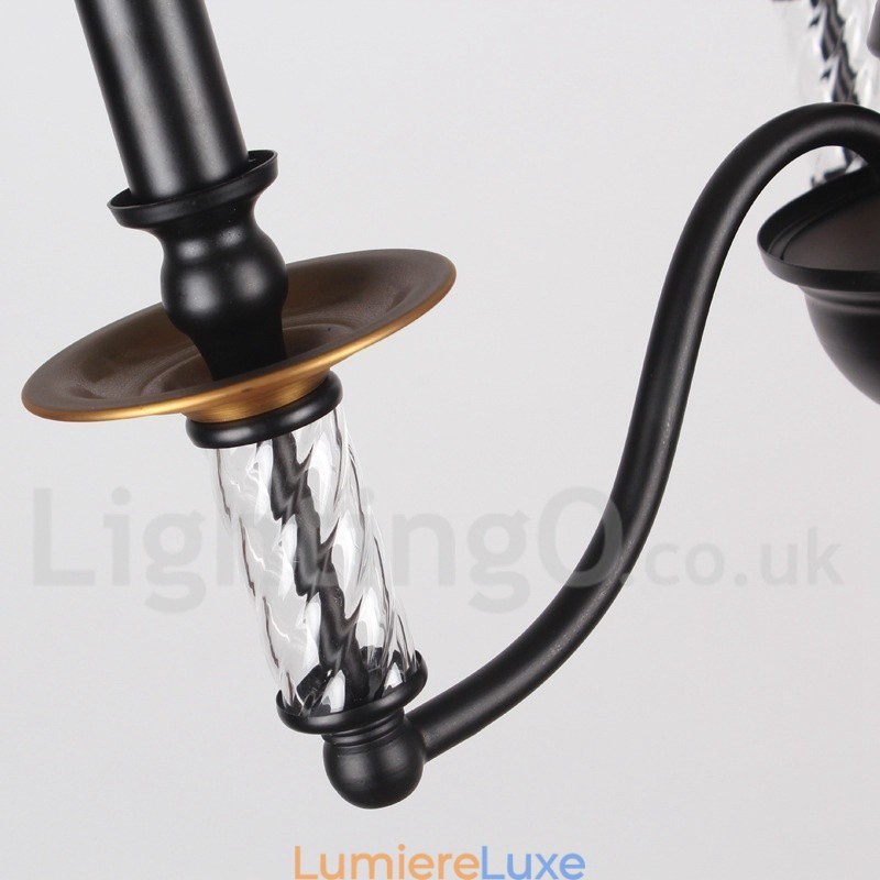 Lustre rétro noir à 3 lumières de style bougie