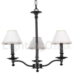 Lustre rétro contemporain noir à 3 lumières de style bougie