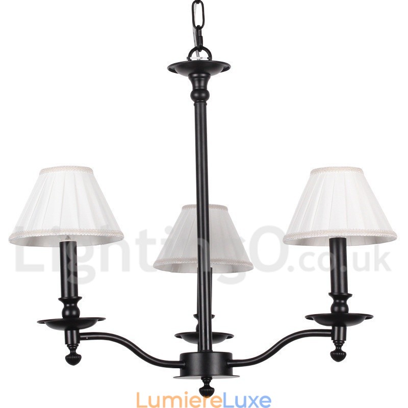 Lustre rétro contemporain noir à 3 lumières de style bougie