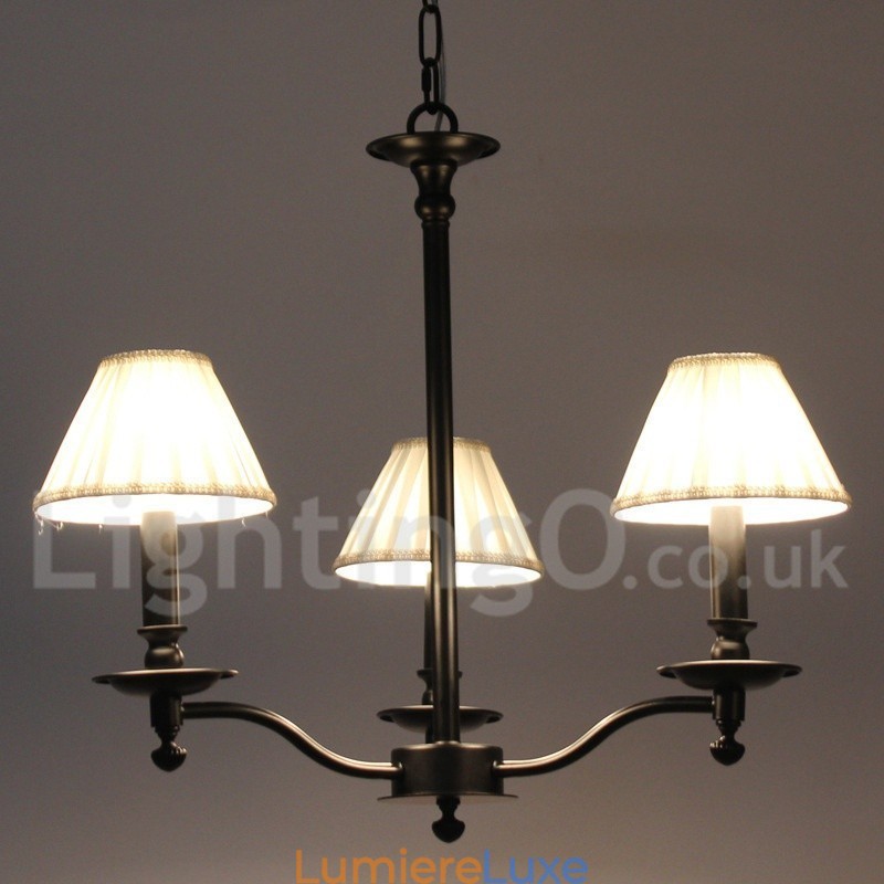 Lustre rétro contemporain noir à 3 lumières de style bougie