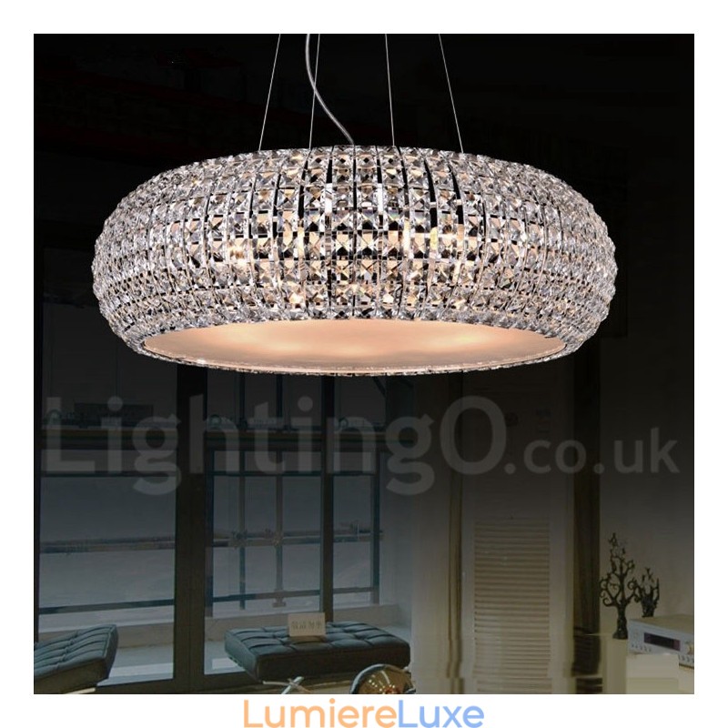 Plafonnier suspendu moderne en cristal K9, lustre d'intérieur, luminaires à tambour