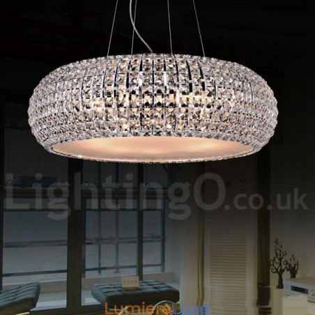 Plafonnier suspendu moderne en cristal K9, lustre d'intérieur, luminaires à tambour Plafonnier suspendu moderne en cristal K9, lustre d'intérieur, luminaires à tambour