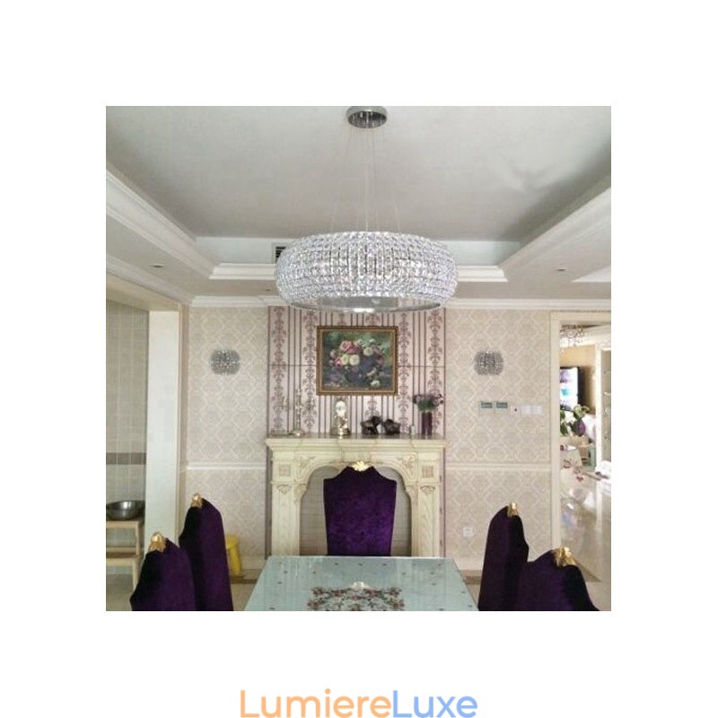 Plafonnier suspendu moderne en cristal K9, lustre d'intérieur, luminaires à tambour