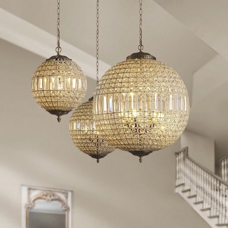 Plafonnier suspendu en cristal K9 moderne Globe, lustre d'intérieur, luminaires à tambour Plafonnier suspendu en cristal K9 moderne Globe, lustre d'intérieur, luminaires à tambour