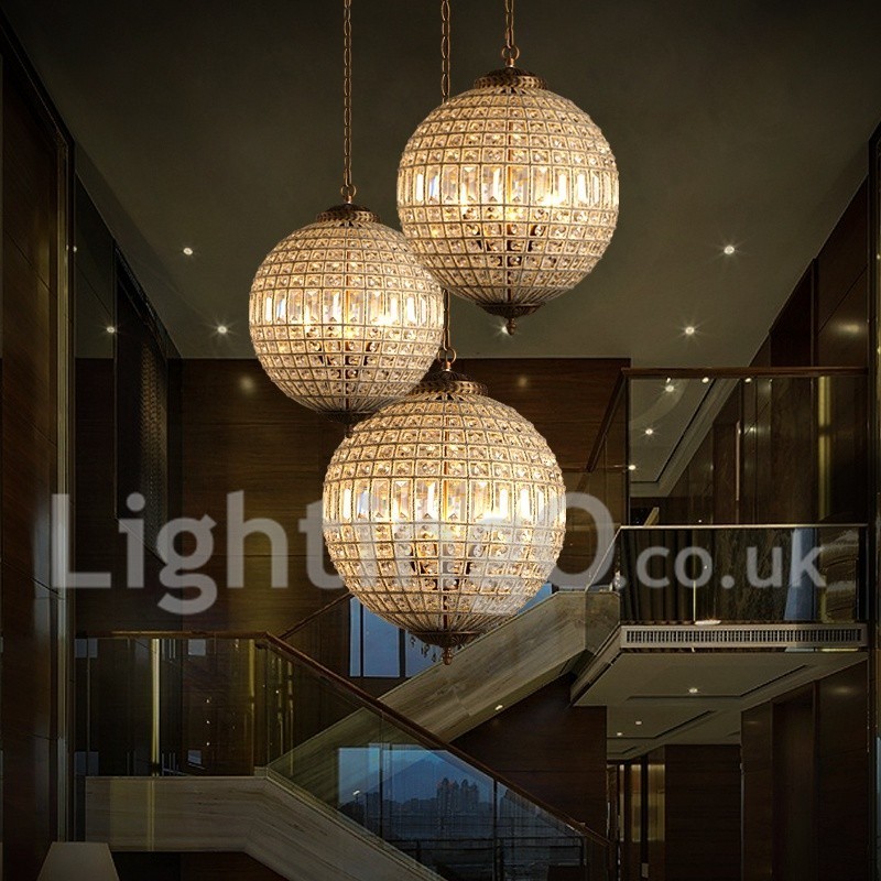 Plafonnier suspendu en cristal K9 moderne Globe, lustre d'intérieur, luminaires à tambour