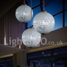 Plafonnier suspendu en cristal K9 moderne Globe, lustre d'intérieur, luminaires à tambour