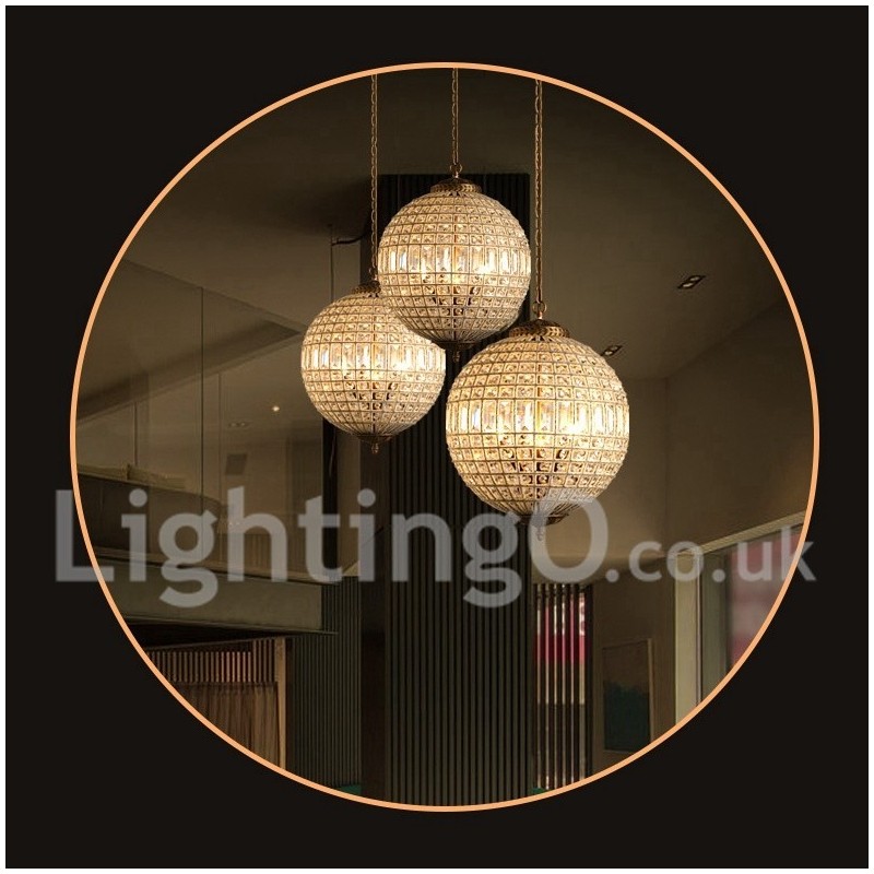 Plafonnier suspendu en cristal K9 moderne Globe, lustre d'intérieur, luminaires à tambour