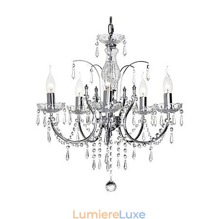 Lustre en cristal élégant à 5 lumières Lustre en cristal élégant à 5 lumières