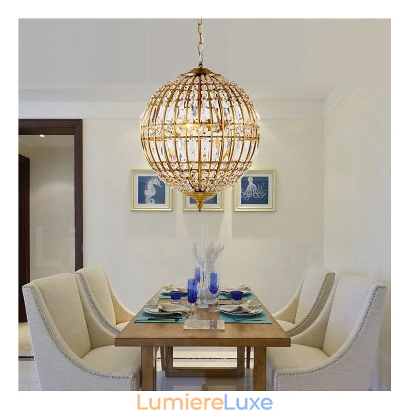 Plafonnier suspendu en cristal K9 moderne Globe, luminaire d'intérieur, luminaire décoratif de plafond