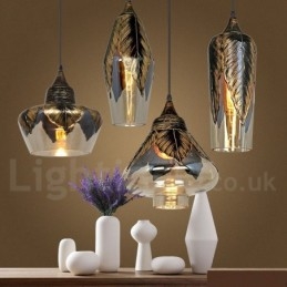 Lampe à suspension rétro européenne en verre pour salon