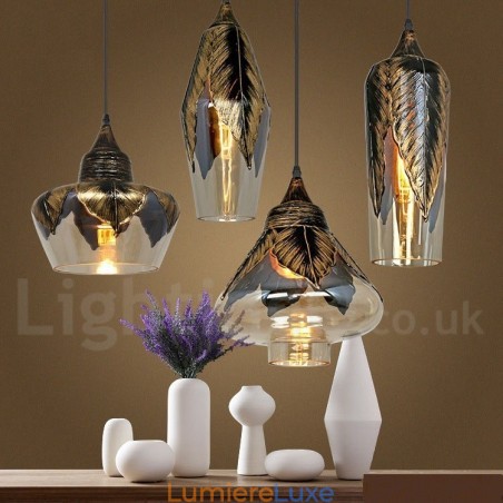 Lampe à suspension rétro européenne en verre pour salon