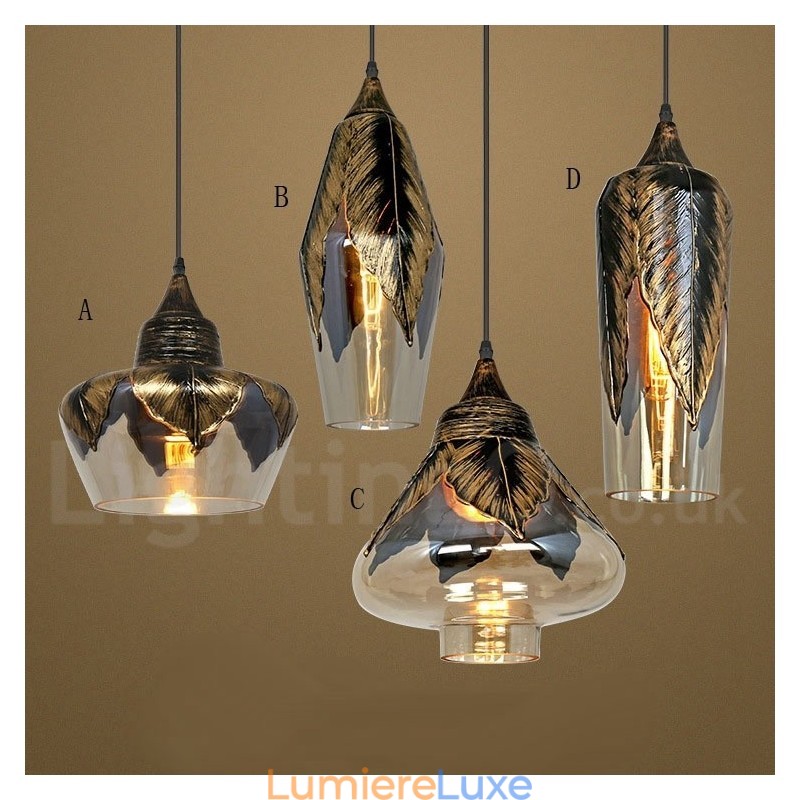 Lampe à suspension rétro européenne en verre pour salon