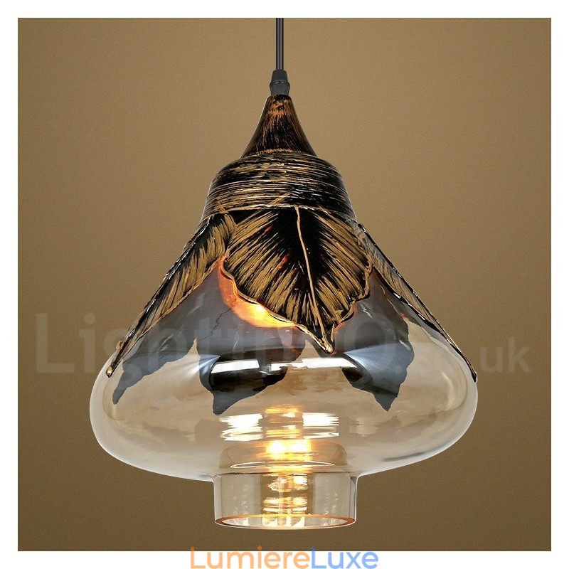 Lampe à suspension rétro européenne en verre pour salon