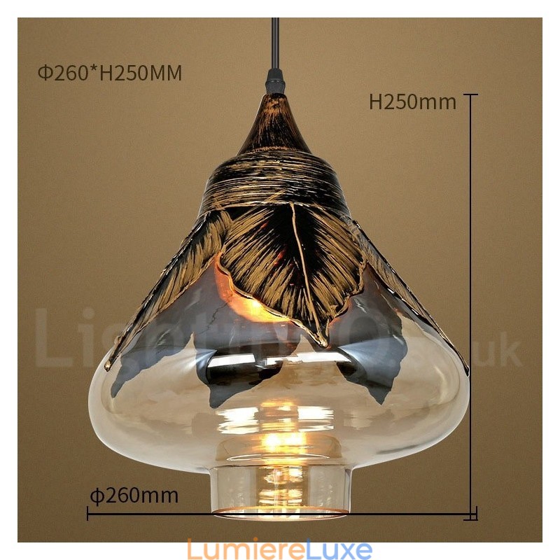 Lampe à suspension rétro européenne en verre pour salon