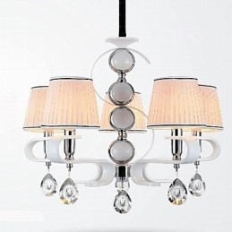 Lustre en tissu 5 lumières de haute qualité, anneau en argent et jade blanc