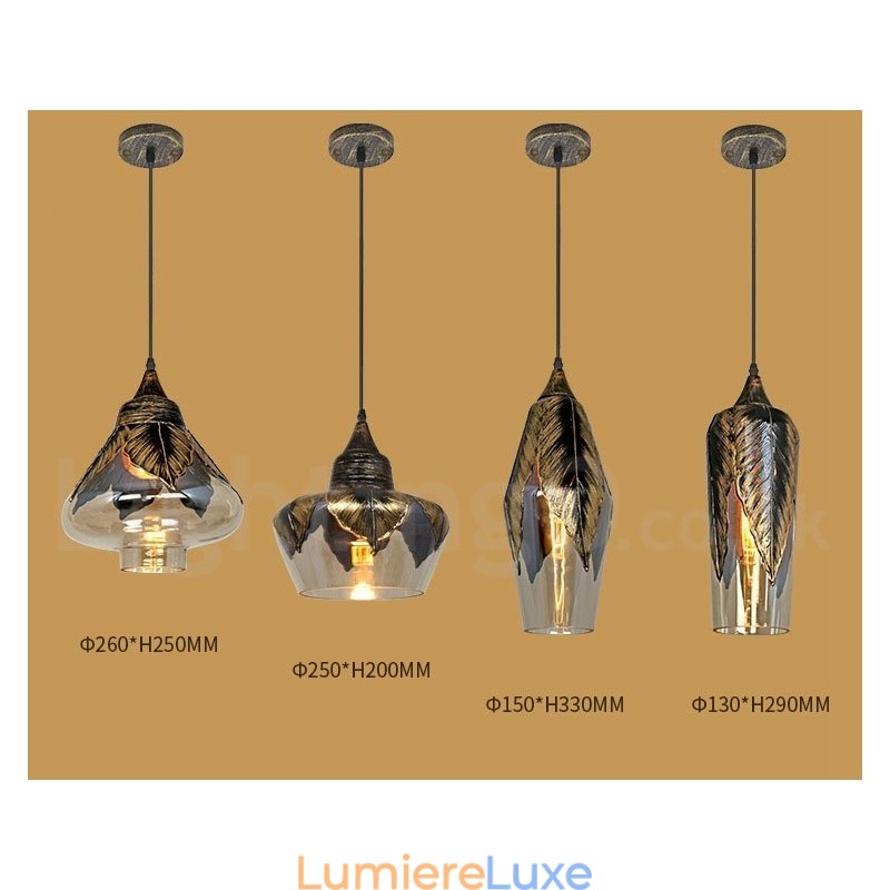Lampe à suspension rétro européenne en verre pour salon