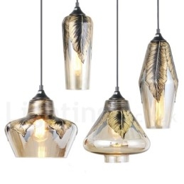 Lampe à suspension rétro européenne en verre pour salon