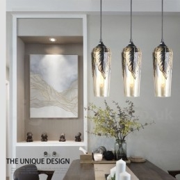Lampe à suspension rétro européenne en verre pour salon