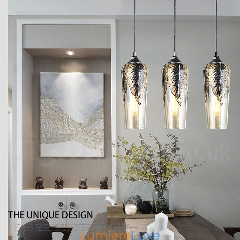 Lampe à suspension rétro européenne en verre pour salon