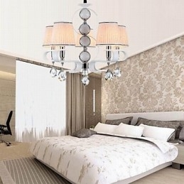 Lustre en tissu 5 lumières de haute qualité, anneau en argent et jade blanc