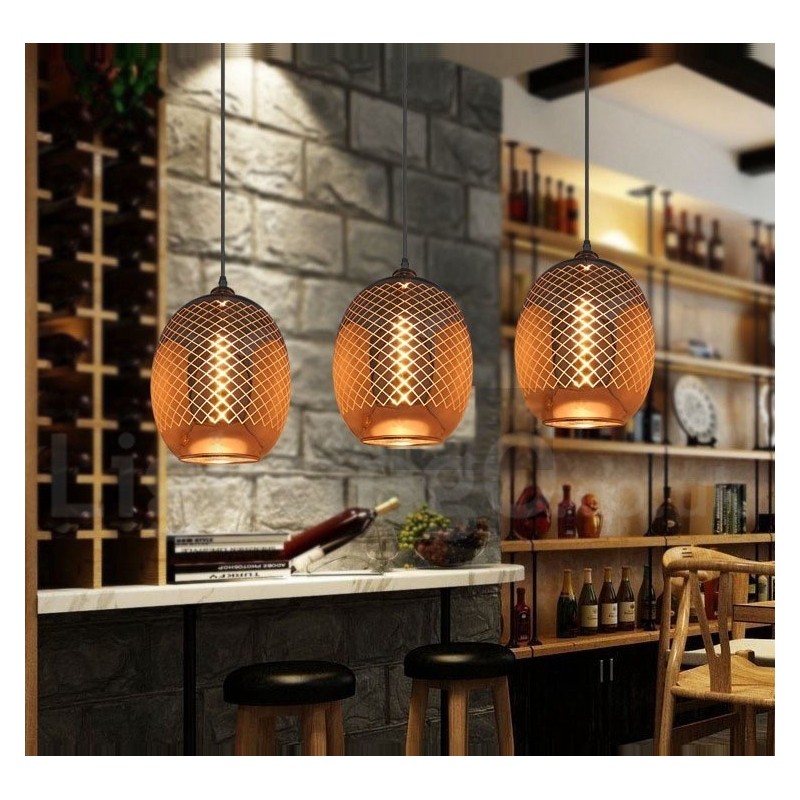 Suspension en verre rustique Lampe suspendue de café européenne