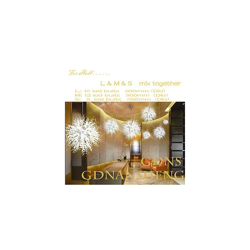 Suspension feu d'artifice en acier inoxydable motif pissenlit
