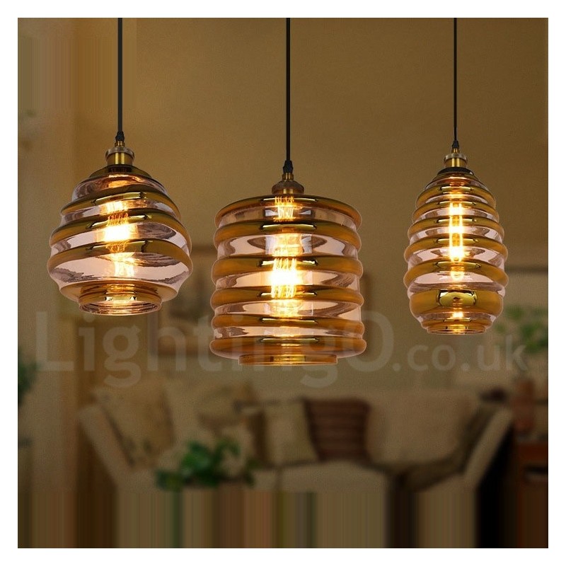 Lampe suspendue européenne en verre pour café et salon