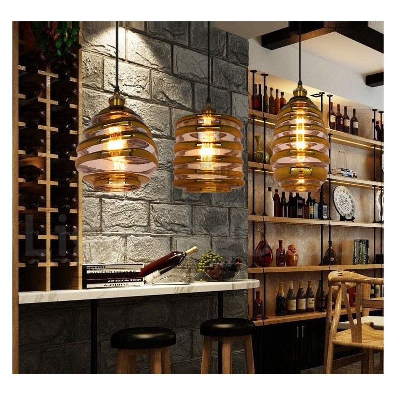 Lampe suspendue européenne en verre pour café et salon