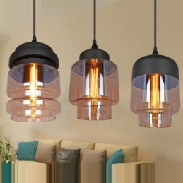 Suspension en verre rustique Lampe suspendue de salon européenne