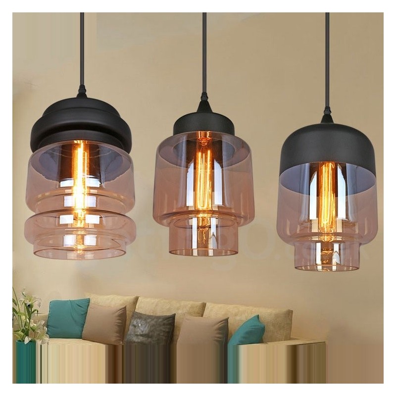 Suspension en verre rustique Lampe suspendue de salon européenne