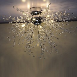 Lustre moderne en cristal et métal chromé Globe