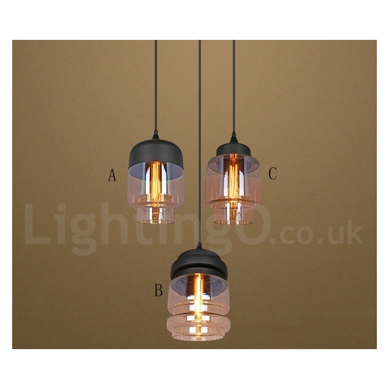 Suspension en verre rustique Lampe suspendue de salon européenne