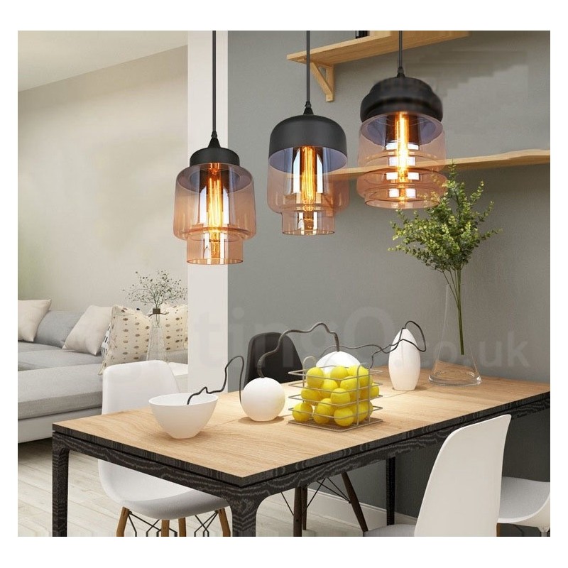 Suspension en verre rustique Lampe suspendue de salon européenne