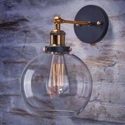 Applique murale rustique à 1 lumière avec abat-jour en verre pour chambre à coucher