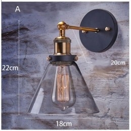Applique murale rustique à 1 lumière avec abat-jour en verre pour chambre à coucher