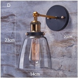 Applique murale rustique à 1 lumière avec abat-jour en verre pour chambre à coucher