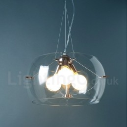 Suspension contemporaine moderne à 3 lumières en verre